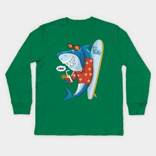 Shark Surfer Kids Long Sleeve T-Shirt